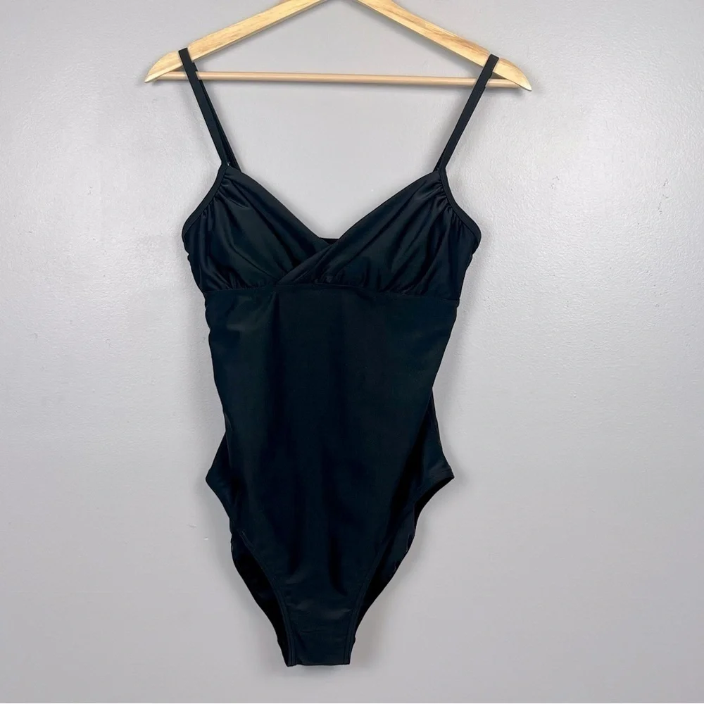 Calvin Klein black modest 1 piece swimsuit, size 10.